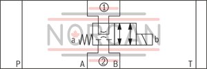 technical illustration-R900945999-Direct-controlled directional slide valve with solenoid actuation Sandwich plate valve As stop straight-through valve or stop straight-through short circuit valve Porting pattern according to DIN&nbsp;24340 form&nbsp;A (without locating hole), (standard) Porting pattern according to ISO&nbsp;4401-03-02-0-05 (with locating hole) Wet-pin AC or DC solenoids Manual override, optional