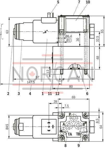 technical illustration-R901119288-3/2- or 4/2-way version For intended use in potentially explosive atmosphere Porting pattern according to ISO&nbsp;4401-05-04-0-05 Wet-pin DC solenoids Safe switching also with longer standstill periods under pressure Solenoid coil can be rotated by 90&deg; Electrical connection with individual connection With manual override, optional