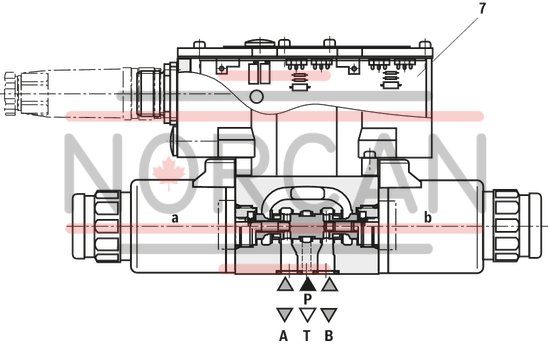 technical illustration-R961005266-Direct operated proportional valve for controlling the pressure and direction of a flow Actuation by proportional solenoid with central thread and detachable coil For subplate mounting: Porting pattern according to ISO 4401 Manual override, optional Spring-centered control spool Type 3DREPE with integrated electronics (OBE) Type 3DREP with external electronics
