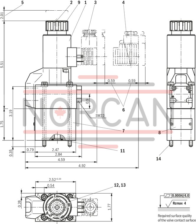 technical illustration-R900056442-Size 6, symbol U, electrical with solenoid, 96 V DC