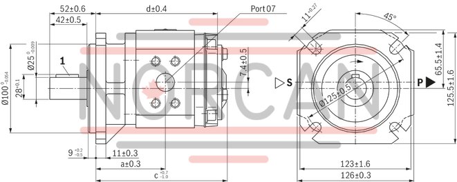 technical illustration-R900984020-Internal gear pump, size 11, pressure 350 bar for industrial applications, open circuit