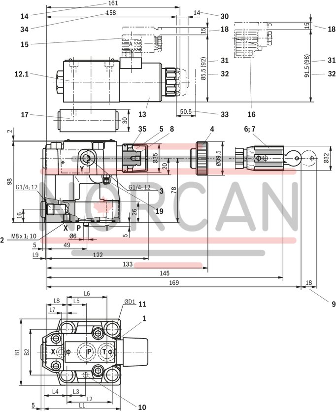 technical illustration-R978916728-Size 32, P → T, mechanical, 24 V DC