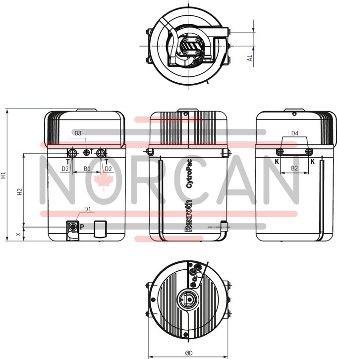 technical illustration-R901500009-Small hydraulic power unit for up to 1.5 kW with variable-speed drive