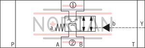 technical illustration-R900945999-Direct-controlled directional slide valve with solenoid actuation Sandwich plate valve As stop straight-through valve or stop straight-through short circuit valve Porting pattern according to DIN&nbsp;24340 form&nbsp;A (without locating hole), (standard) Porting pattern according to ISO&nbsp;4401-03-02-0-05 (with locating hole) Wet-pin AC or DC solenoids Manual override, optional