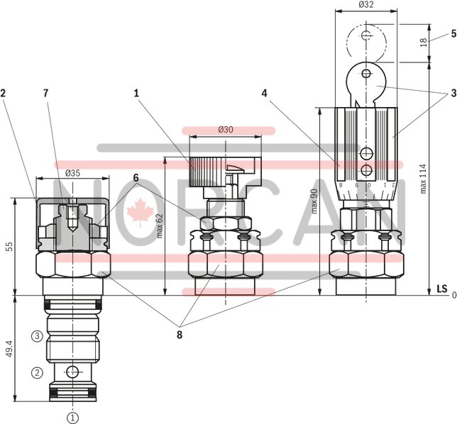 technical illustration-R900438134-Pressure reducing valve, pilot operated