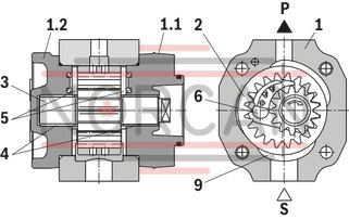 technical illustration-R900984020-Internal gear pump, size 11, pressure 350 bar for industrial applications, open circuit