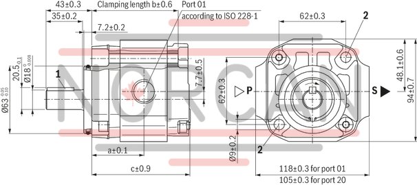 technical illustration-R900245715-INTERNAL GEAR PUMP, size 6, pressure 250 bar for industrial and mobile applications, open circuit