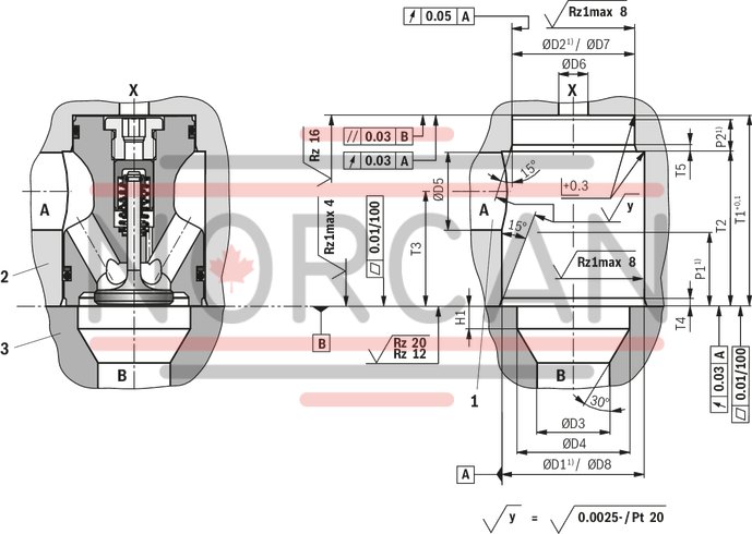 technical illustration-R901066620-Size 63, A &rarr; B, hydraulically actuated