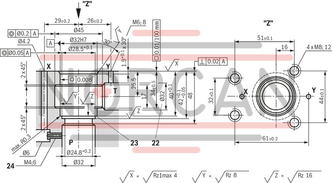 technical illustration-R978916728-Size 32, P → T, mechanical, 24 V DC