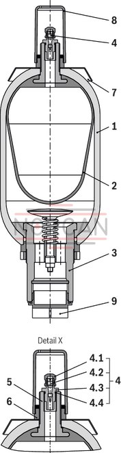 technical illustration-R901435684-Bladder-type accumulator size 10 liters, 330 bar for industrial applications at standard temperatures