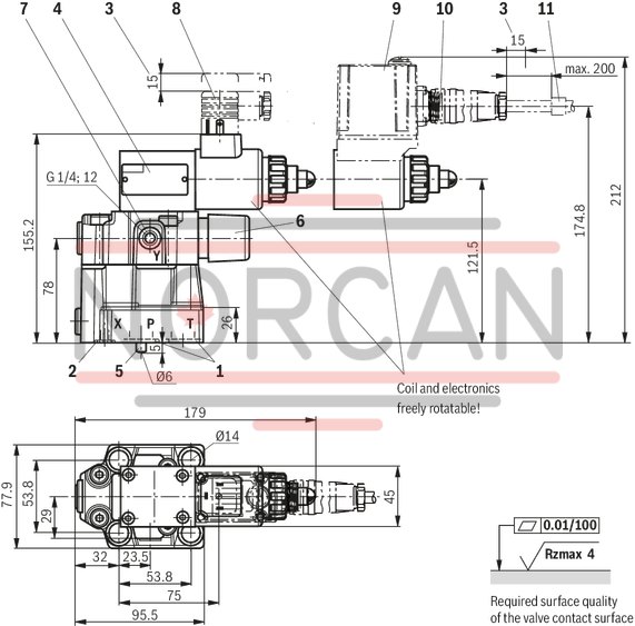 technical illustration-R901335400-Pilot-operated valves for system pressure limitation Controlled by proportional solenoid For subplate mounting and threaded connection: porting pattern according to ISO 6264 Maximum pressure relief function Valve and control electronics from a single source External control electronics (separate order)
