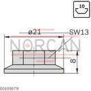 technical illustration-COLLAR NUT-Flange nut 8 mm slot M6