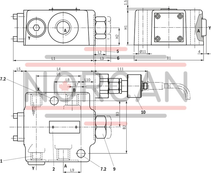 technical illustration-R900587557-Size 20, A → B, hydraulically actuated