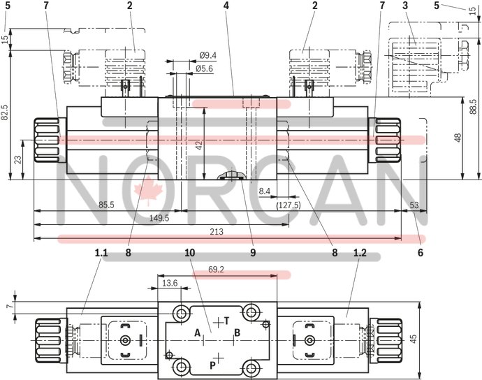 technical illustration-R901089241-Size 6, symbol J, solenoid-actuated, 24 V DC