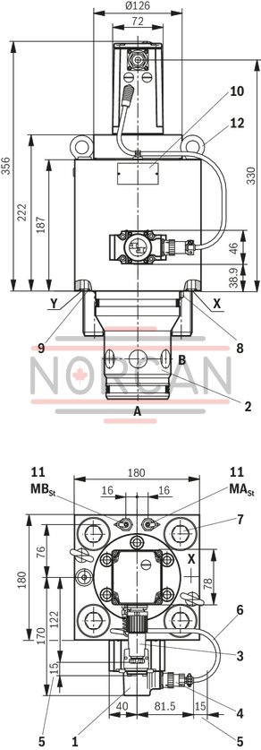 technical illustration-R900733105-High-response valve in block installation design Control by directional servo valve Position sensing of the control spool via an inductive position transducer 2-way control element in seat design External or integrated control electronics, according to device type Closed-loop control or open-loop control of large flows:<br>
Forging manipulators<br>
Pressing cylinders<br>
Die casting machines