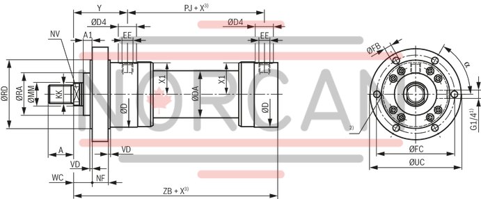 technical illustration-R900999011-Nominal pressure 250 bar, piston &Oslash; 40 ... 320 mm, piston rod &Oslash; 22 ... 220 mm, stroke length up to 6000 mm
