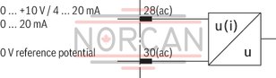 technical illustration-R978914789-Differential input, switchable from voltage to current input Additional non-isolated command value input Ramp generator, separately adjustable for upwards and downwards direction Cable break detection for current input 4 to 20&nbsp;mA Reverse polarity protection for the operating voltage Short-circuit protection and cable break detection of the solenoid conductor "Ready for operation" message Clocked power output stage