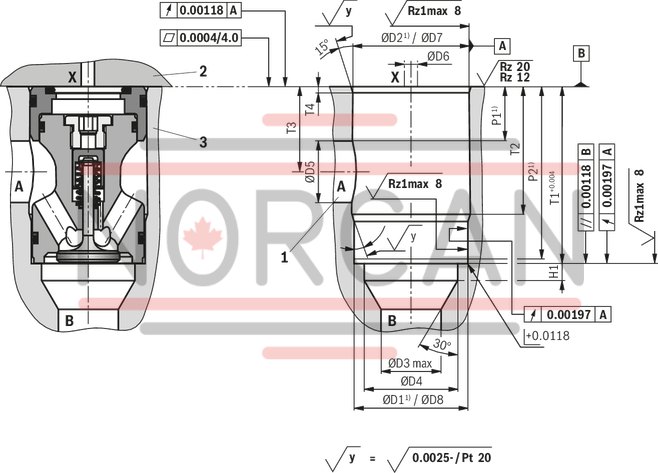 technical illustration-R901066620-Size 63, A &rarr; B, hydraulically actuated