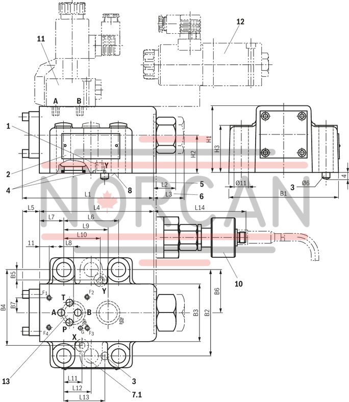 technical illustration-R900457388-For subplate mounting Porting pattern according to ISO&nbsp;5781-06-07-0-00 (NG10), ISO&nbsp;5781-08-10-0-00 (NG20), ISO&nbsp;5781-10-13-0-00 (NG32) For threaded connection For the leakage-free blocking of one actuator port Attachment possibility for directional spool valve or directional seat valve, optional Pilot oil return, external Version with pre-opening for dampened release, optional Various cracking pressures, optional Check valve installation sets available individually Corrosion-protected design