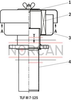 technical illustration-R928054126-Highly efficient, special filter material Filtration of very fine particles across a broad pressure differential range Use of Aquasorb filter material minimizes the risk of corrosion in the hydraulic tank Standard filling strainer in version TLF III Replaceable filter element