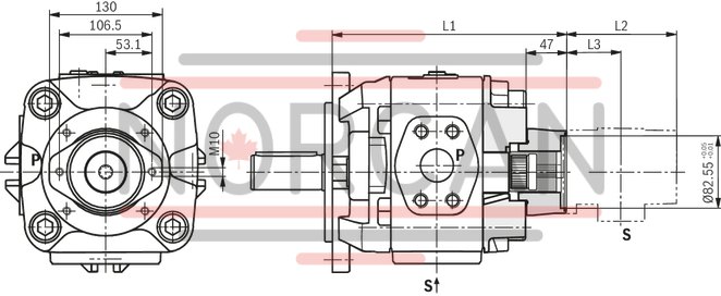 technical illustration-R901147112-Internal gear pump, size 32, pressure 350 bar for industrial applications, open circuit