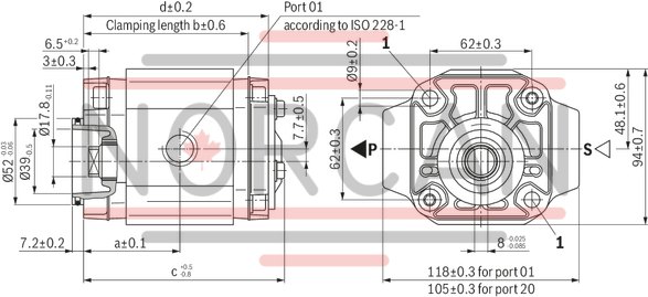 technical illustration-R900245715-INTERNAL GEAR PUMP, size 6, pressure 250 bar for industrial and mobile applications, open circuit