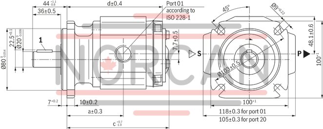 technical illustration-R900245715-INTERNAL GEAR PUMP, size 6, pressure 250 bar for industrial and mobile applications, open circuit