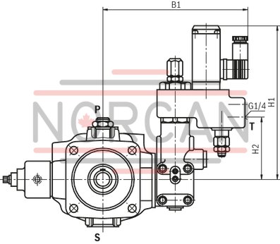 technical illustration-R900580382-Variable displacement pump, size 20 cm&sup3;, pressure 160 bar for industrial applications, open circuit