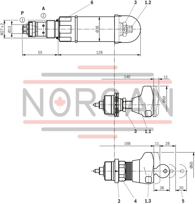 technical illustration-R901082849-2-way pressure reducing valve, direct operated