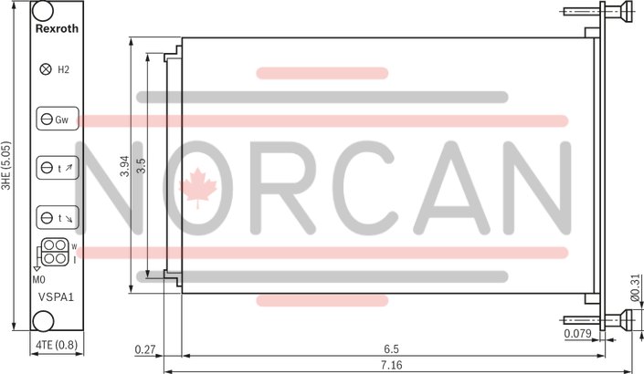 technical illustration-R978914789-Differential input, switchable from voltage to current input Additional non-isolated command value input Ramp generator, separately adjustable for upwards and downwards direction Cable break detection for current input 4 to 20&nbsp;mA Reverse polarity protection for the operating voltage Short-circuit protection and cable break detection of the solenoid conductor "Ready for operation" message Clocked power output stage