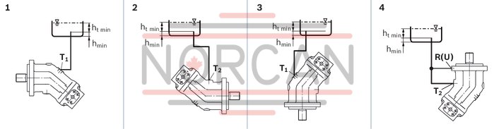 technical illustration-R902202055-Large variety of available nominal sizes allows exact adjustment to the application High power density Very high total efficiency High starting efficiency Working ports SAE flange or thread Optional with integrated pressure relief valve Optional with mounted addifitonal valve: counterbalance valve (BVD/BVE), flushing and boost-pressure valve Bent-axis design