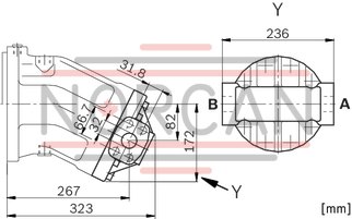 technical illustration-R902137697-Large variety of available nominal sizes allows exact adjustment to the application High power density Very high total efficiency High starting efficiency Working ports SAE flange or thread Optional with integrated pressure relief valve Optional with mounted addifitonal valve: counterbalance valve (BVD/BVE), flushing and boost-pressure valve Bent-axis design