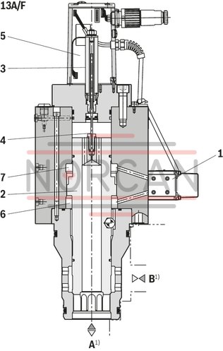 technical illustration-R900733105-High-response valve in block installation design Control by directional servo valve Position sensing of the control spool via an inductive position transducer 2-way control element in seat design External or integrated control electronics, according to device type Closed-loop control or open-loop control of large flows:<br>
Forging manipulators<br>
Pressing cylinders<br>
Die casting machines
