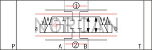 technical illustration-R900945999-Direct-controlled directional slide valve with solenoid actuation Sandwich plate valve As stop straight-through valve or stop straight-through short circuit valve Porting pattern according to DIN&nbsp;24340 form&nbsp;A (without locating hole), (standard) Porting pattern according to ISO&nbsp;4401-03-02-0-05 (with locating hole) Wet-pin AC or DC solenoids Manual override, optional