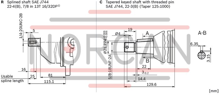 technical illustration-R902504508-Space-saving construction due to recessed mounting flange Approved for high speeds Long service life High power density Low operating noise Optional with integrated anti-cavitation valve, e.g. for fan drives Optional with speed sensor Swashplate design