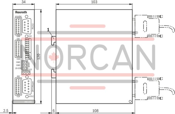 technical illustration-R901134614-For controlling 1 to 4 axes NC programming WinPed 7 operating software<br>
Not released for Windows 10! CE conformity according to EMC directive 2004/108/EC Freely configurable controller variants<br>
- Position control<br>
- Force control<br>
- Pressure control<br>
- Alternating position/pressure or position/force controls<br>
- Velocity control<br>
- Path-dependent decelerating<br>
- Synchronism (master/slave or mean principle) Bus connection (Sercos, PROFINET RT, EtherNet/IP) Actual value detection<br>
- Positional transducer: Incremental<br>
- Positional transducer: Absolute (SSI)<br>
‑ Analog 0 to &plusmn;10 V and 0 (4) to 20 mA Actuating variable output: voltage or current Service interface: RS232, optional TCP/IP