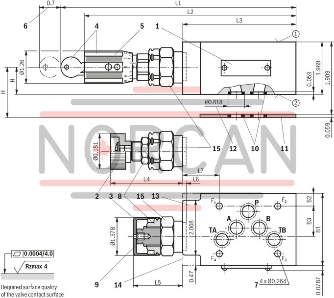 technical illustration-R900409958-Size 10, symbol P - TA, with manual actuation