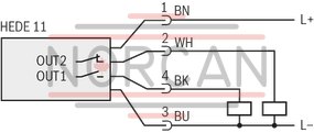 technical illustration-R901141184-Electronic pressure switch, 2 antivalent switching outputs, pressure range 0 &hellip; 100 bar, connector 4-pole M12x1 A-coded