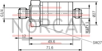 technical illustration-R901141184-Electronic pressure switch, 2 antivalent switching outputs, pressure range 0 &hellip; 100 bar, connector 4-pole M12x1 A-coded