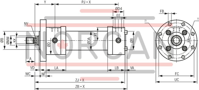 technical illustration-R407999236-Nominal pressure 160 bar, piston Ø 25 ... 200 mm, piston rod Ø 14 ... 140 mm, stroke length up to 3000 mm