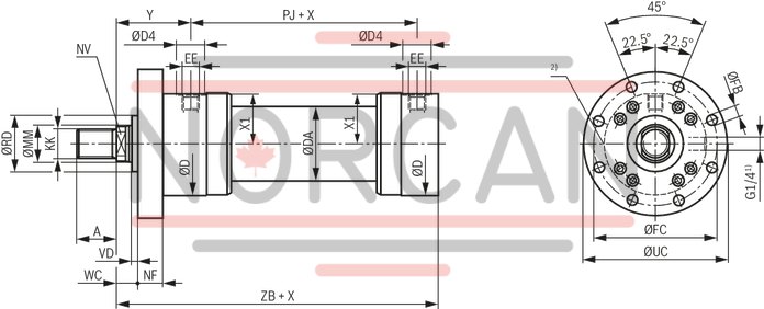 technical illustration-R900999021-Nominal pressure 250 bar, piston &Oslash; 40 ... 320 mm, piston rod &Oslash; 25 ... 220 mm, stroke length up to 6000 mm