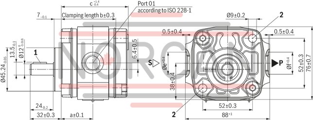 technical illustration-R900245715-INTERNAL GEAR PUMP, size 6, pressure 250 bar for industrial and mobile applications, open circuit