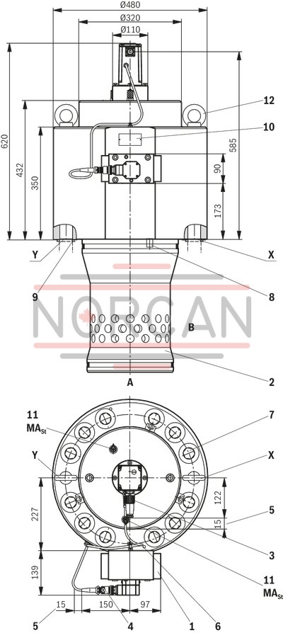 technical illustration-R900733105-High-response valve in block installation design Control by directional servo valve Position sensing of the control spool via an inductive position transducer 2-way control element in seat design External or integrated control electronics, according to device type Closed-loop control or open-loop control of large flows:<br>
Forging manipulators<br>
Pressing cylinders<br>
Die casting machines