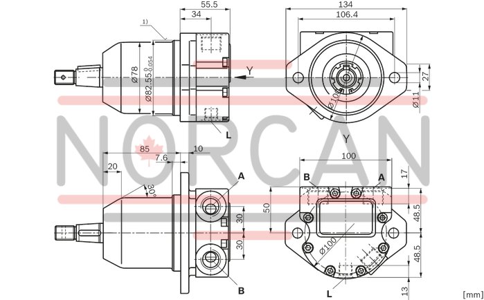 technical illustration-R902504508-Space-saving construction due to recessed mounting flange Approved for high speeds Long service life High power density Low operating noise Optional with integrated anti-cavitation valve, e.g. for fan drives Optional with speed sensor Swashplate design