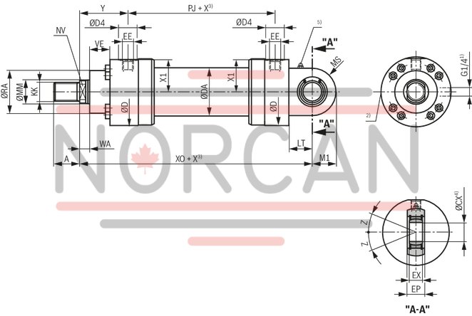 technical illustration-R900999011-Nominal pressure 250 bar, piston &Oslash; 40 ... 320 mm, piston rod &Oslash; 22 ... 220 mm, stroke length up to 6000 mm
