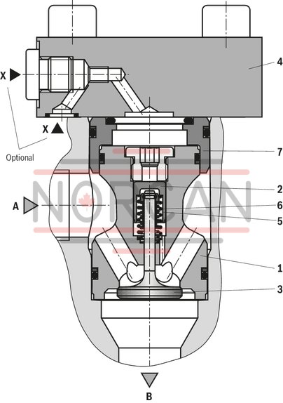 technical illustration-R901066620-Size 63, A &rarr; B, hydraulically actuated
