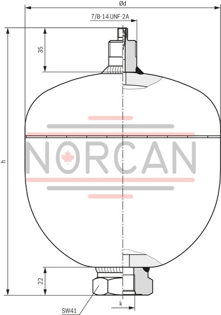 technical illustration-0531602501-Diaphragm accumulator size 0.7 liters, 180 bar for mobile and industrial applications