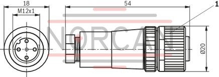 technical illustration-R900082899-Mating connector, connector 3-pole (2 + PE) EN 175301-803