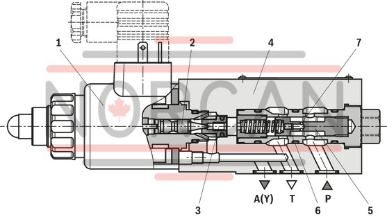 technical illustration-R901323940-Size 6, P &rarr; T, electrical with integrated electronics, 24 V DC