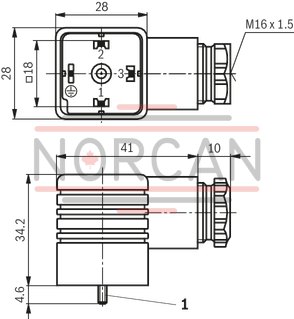 technical illustration-R901017012-Mating connector, connector 3-pole (2 + PE) EN 175301-803